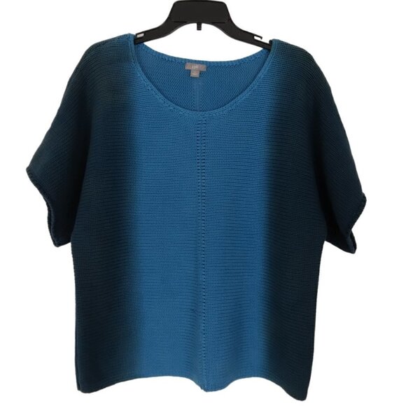 J. Jill | Teal Blue Ombre Cotton Knit Sweater | Size L - Picture 1 of 4